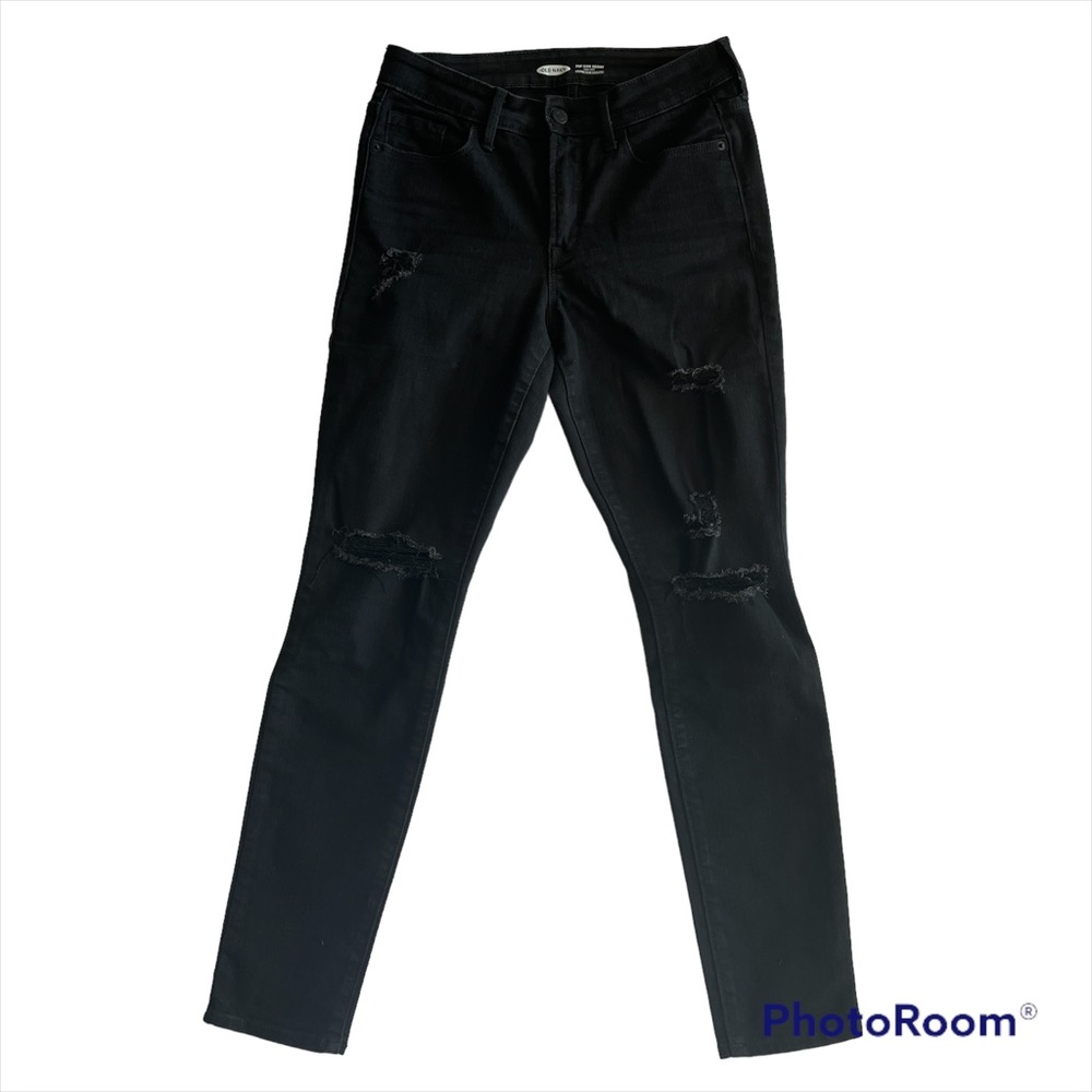 Old Navy Pop Icon Skinny High Rise Ripped Jean, Black, Size 4
